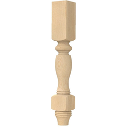 5 Inch Square x 35.25 Inch Height Large Diameter Country French Double Square Island Column, Hard Maple