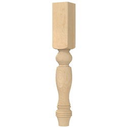 5 Inch Square x 35.25 Inch Height Large Diameter Country French Island Column, Hard Maple