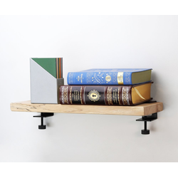 18 Inch Width Floating Shelf Clamp System, Black with Unfinished Pine Shelf