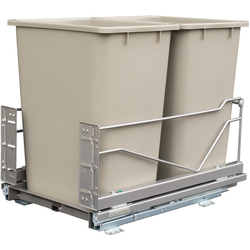 Final Sale, Double Waste Pull-Out, 52 Quart x 2, Soft Close Slide, Cabinet Floor Mounted, Minimum Face Frame Cabinet Opening 15" Width x 22-3/8" Depth x 23-1/2" Height, Champagne