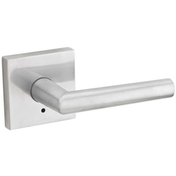 Milan Door Lever with Square Rose Privacy Door Lock with 6AL Latch and RCS Strike, Satin Chrome