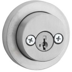 Milan Round Rose Single Cylinder Deadbolt SmartKey with RCAL Latch and RCS Strike, Satin Chrome