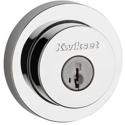 Milan Round Rose Single Cylinder Deadbolt SmartKey with RCAL Latch and RCS Strike, Bright Chrome