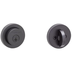 Milan Round Rose Single Cylinder Deadbolt SmartKey with RCAL Latch and RCS Strike, Iron Black