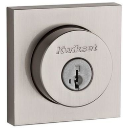 Halifax Square Rose Single Cylinder Deadbolt SmartKey with RCAL Latch and RCS Strike, Satin Nickel