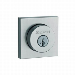 Halifax Square Rose Single Cylinder Deadbolt SmartKey with RCAL Latch and RCS Strike, Satin Chrome