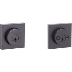 Halifax Square Rose Double Cylinder Deadbolt SmartKey with RCAL Latch and RCS Strike, Iron Black