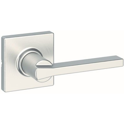 Casey Door Lever with Square Rose Passage Door Lock with 6AL Latch and RCS Strike, Satin Nickel
