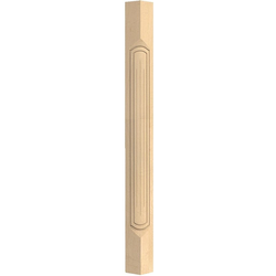 2.75 Inch Square x 36.5 Inch Height Fluted Queen Anne French Carved Corner Post, Hard Maple