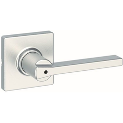 Casey Door Lever with Round Rose Privacy Door Lock with 6AL Latch and RCS Strike, Satin Nickel