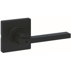 Casey Door Lever with Round Rose Privacy Door Lock with 6AL Latch and RCS Strike, Iron Black