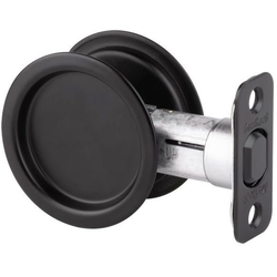 Round Passage Pocket Door Lock, Iron Black
