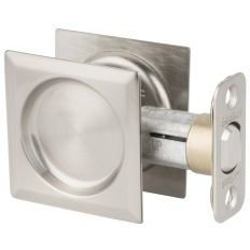 Square Passage Pocket Door Lock, Satin Nickel