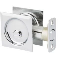 Square Privacy Pocket Door Lock, Bright Chrome