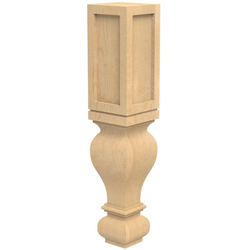 6 Inch Square x 29 Inch Height Routed Gaelic Leg, Red Oak