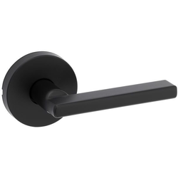 Halifax Door Lever with Round Rose Passage Door Lock with 6AL Latch and RCS Strike, Iron Black
