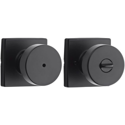 Pismo Knob with Square Rose Privacy Lock with 6AL Latch and RCS Strike, Iron Black