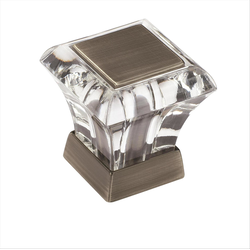 Abernathy 1 Inch Diameter Acrylic/Antique Silver Cabinet Knob
