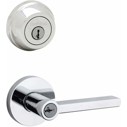 40% OFF Halifax Door Lever with Round Rose Entry Door Lock SmartKey with 6AL Latch and RCS Strike, Bright Chrome