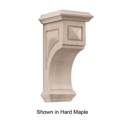  Small Apex Corbel, 7 Inch Height x 3 Inch Width x 3-7/8 Inch Depth, Unfinished Red Oak