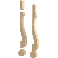 3 Inch Wide x 5.5 Inch Depth x 34.5 Inch Height Baroque 3 Piece Island Column, Hard Maple