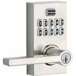 Smartcode Keypad Electronic with Halifax Door Lever SmartKey with 6AL Latch and RCS Strike, Satin Nickel