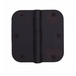 3-1/2 Inch x 3-1/2 Inch 5/8 Inch Radius Corner Plain Bearing Mortise Hinge, Oil Rubbed Bronze