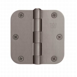3-1/2 Inch x 3-1/2 Inch 5/8 Inch Radius Corner Plain Bearing Mortise Hinge, Satin Nickel