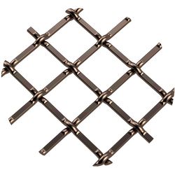 1/2 Inch Round Single Diamond Decorative Grille, 18 Inch W x 48 Inch L Sheet, Antique Brass