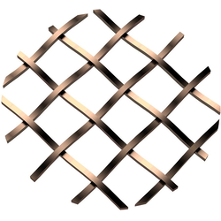 1/2 Inch Square Single Diamond Decorative Grille, 18 Inch W x 48 Inch L Sheet, Antique Brass