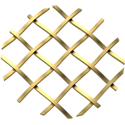 1/2 Inch Square Single Diamond Decorative Grille, 18 Inch W x 48 Inch L Sheet, Satin Brass