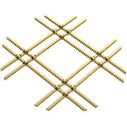 1 Inch Flat Double Diamond Decorative Grille, 36 Inch W x 24 Inch L Sheet, Satin Brass