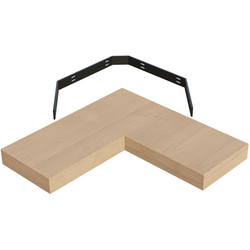 L-Shape Floating Corner Shelf with Concealed Wall Mount Bracket, 24 Inch x 24 Inch x 10 Inch Depth, 2-1/2 Inch Thickness, Unfinished Furniture Grade Alder,