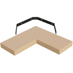  L-Shape Floating Corner Shelf with Concealed Wall Mount Bracket, 24 Inch x 24 Inch x 10 Inch Depth, 2-1/2 Inch Thickness, Unfinished Furniture Grade Cherry