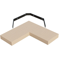  L-Shape Floating Corner Shelf with Concealed Wall Mount Bracket, 24 Inch x 24 Inch x 10 Inch Depth, 2-1/2 Inch Thickness, Unfinished Furniture Grade White Oak