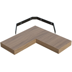  L-Shape Floating Corner Shelf with Concealed Wall Mount Bracket, 24 Inch x 24 Inch x 10 Inch Depth, 2-1/2 Inch Thickness, Unfinished Furniture Grade Walnut