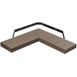 30 Inch Length x 10 Inch Depth Rustic Hand Scraped L-Shape Corner Floating Shelf, Walnut