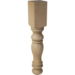 29-1/4 Inch Table Height Large Diameter English Country Table Leg with Foot, Hickory