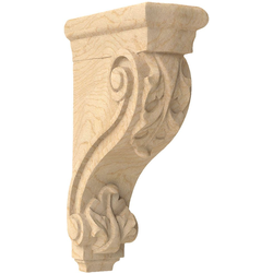 13 Inch Length x 8 Inch Width 13"L x 8"W Narrow Acanthus Corbel, Mpl