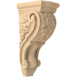 15 Inch Length x 7 Inch Width 15" L x 7" W Large Grape Hand Carved Corbel, Cherry