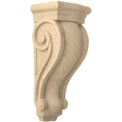 12-1/2 Inch Length x 4-1/2 Inch Width 12-1/2" L x 4-1/2" W Trad Hand Carved Corbel, Cherry