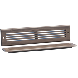  Solid Wood Linear Style Toe Kick Vent Cover, 15-3/4 Inch Width x 3-3/4 Inch Height, Unfinished Walnut