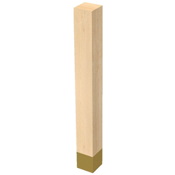 4 Inch Square x 35.25 Inch Height Urban Leg with Satin Brass Sleeve, Red Oak