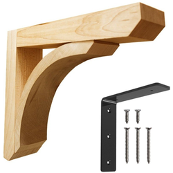 12 Inch Depth x 3 Inch Width x 10 Inch Height Lincroft Low Profile Reinforced Wood Corbel, Unfinished Maple