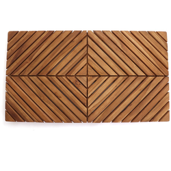 35-1/2 Inch Length 19-3/4 Inch Width x Radial Teak Wood Bath Mat