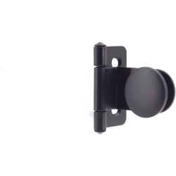  Inset Glass Door Hinge, 3/16 to 1/4” Glass Thickness, including Mounting Plate and Cover Cap, Black