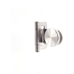  Inset Glass Door Hinge, 3/16 to 1/4” Glass Thickness, including Mounting Plate and Cover Cap, Stainless Steel