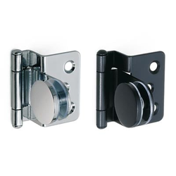  Glass Door Hinge, Partial 5/8”(16mm) Overlay, 3/16 to 1/4” Glass Thickness, including Mounting Plate and Cover Cap, Black