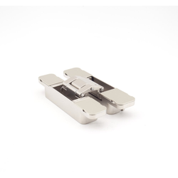  3 Way Adjustable Concealed Hinge, Minimum Door Thickness 1-1/8” (29mm), Door Sizes up to 94-1/2” H x 35-7/16” W, Screw Head Covers, 4-3/4” (120mm) High, Dull Nickel