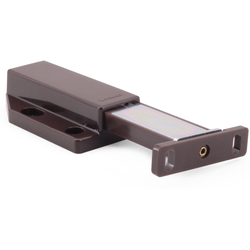 Push to Open "Long Stroke" Magnetic Door Touch Latch for Medium Size Doors, Pushes Door Out 1-1/2 Inch (40mm), Brown